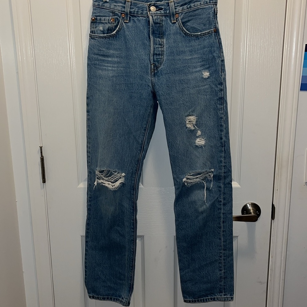 Levi's 501 Distressed Straight Leg Jeans